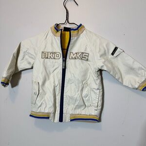 Vintage Akdmks Boys Jacket White Blue Ivory Yellow zip  Size 24 Months